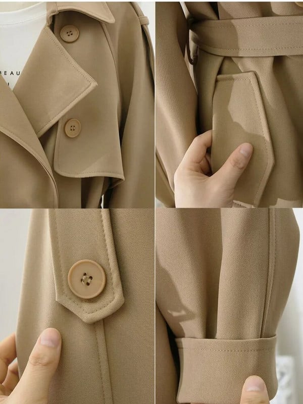 Moteriškas paltas nuo vėjo ruduo Naujas Trench korėjiečių mados striukės Moteriški drabužiai Solidūs švarkai Laisvalaikio ilgas paltas