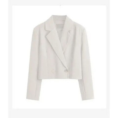 Μόδα Γυναικεία Κομψό κοντό σακάκι Casual δουλειά γραφείου Vintage μονόχρωμο μακρυμάνικο μπουφάν με οδοντωτό γιακά με διπλό στήθος
