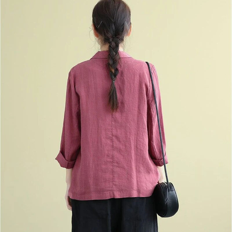 Ανοιξιάτικο φθινόπωρο, βαμβακερό λινό Χαλαρά Casual Blazers Γυναικείο μακρυμάνικο κομψό κοστούμι μόδας ζακέτα Γυναικείο παλτό παντός τύπου