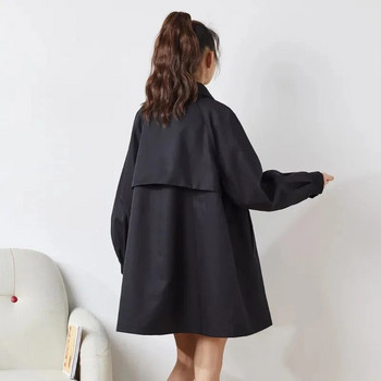 Класически едноредни свободни тренчкоти със средна дължина 2023 г. Модно дамско яке с дълъг ръкав Пролетно есенно улично облекло