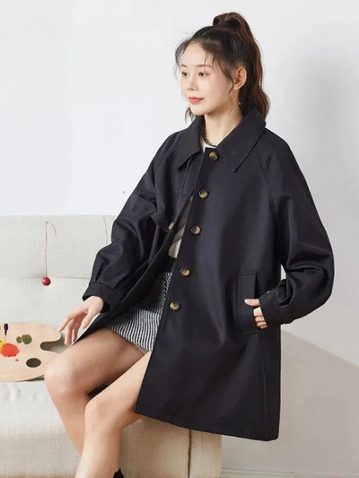 Klassikalised üherealised lahtised keskmise pikkusega mantlid 2023. aasta moodne pikkade varrukatega naiste tuuletõkke kevad-sügis tänavarõivaste jope