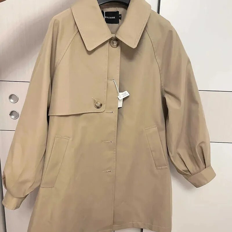 Klassikalised üherealised lahtised keskmise pikkusega mantlid 2023. aasta moodne pikkade varrukatega naiste tuuletõkke kevad-sügis tänavarõivaste jope