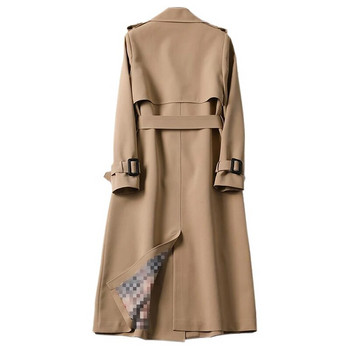 Модно палто с колан Дамско ново двуредно средно дълго дамско тренч Висококачествено палто Ветровка Дамски тренч