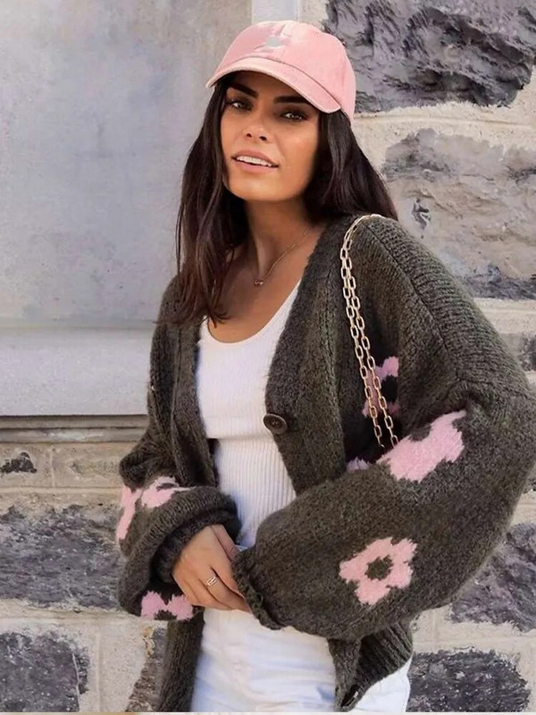 Φθινοπωρινό συνονθύλευμα πουλόβερ Γυναικεία ζακέτα 2023 Casual χειμωνιάτικο μακρυμάνικο με λαιμόκοψη V γυναικεία πουλόβερ Κομψό παλτό Streetwear με κουμπί