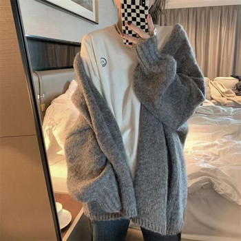 Zoki Φθινοπωρινό Χειμώνα Παχύ Ζεστό Γυναικείο Ζακέτα πουλόβερ Κορεάτικο Lazy Wind Soft All Match Ζακέτες Μπλούζες Μασίφ χαλαρά πλεκτά παλτό