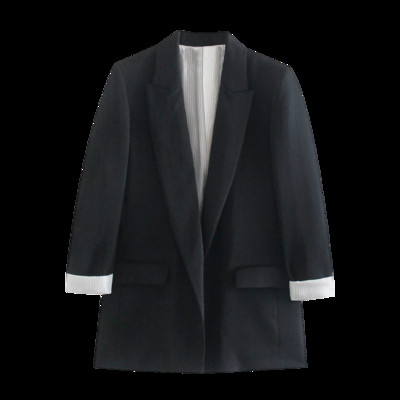 2023 Γυναικεία μοντέρνα μανσέτα λινό μπλέιζερ παλτό Vintage μακρυμάνικο τσέπες με ύφασμα Γυναικεία πανωφόρια κομψά