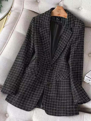 Καρό μπλέιζερ Fashion Jacket Ανοιξιάτικο φθινόπωρο μακρυμάνικο casual κομψό γραφείο Classic Chic Temperament Blazer New 2023
