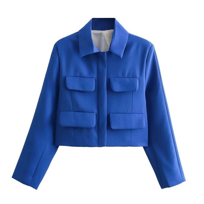 TRAF kärbitud jope, naiste kontoririided, punane bleiser naistele, elegantne stiilne pikkade varrukatega uus jakk Moodne lühike bleiser