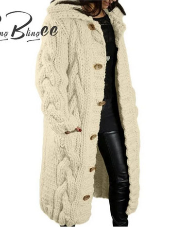 BlingBlingee 2023 Winter Warm Cable Χοντροκομμένη πλεκτή γυναικεία ζακέτα Traf με μακρυμάνικο κουμπιά Φαρδύ πουλόβερ Γυναικείο μπουφάν