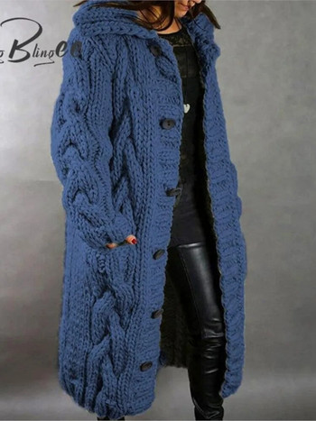 BlingBlingee 2023 Winter Warm Cable Χοντροκομμένη πλεκτή γυναικεία ζακέτα Traf με μακρυμάνικο κουμπιά Φαρδύ πουλόβερ Γυναικείο μπουφάν