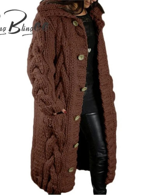 BlingBlingee 2023 Winter Warm Cable Χοντροκομμένη πλεκτή γυναικεία ζακέτα Traf με μακρυμάνικο κουμπιά Φαρδύ πουλόβερ Γυναικείο μπουφάν