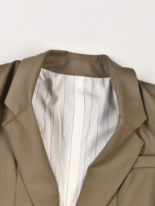 EAM Khaki seljaga triibuline bleiser, naiste suur vabaaja uus rev, pikkade varrukatega avara jaki moodne kevad-sügis 2023 2R377104