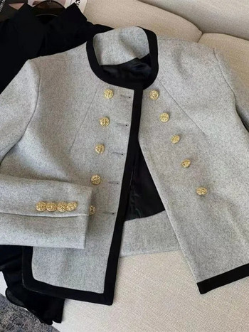 Γυναικεία Blazer Chic Κομψά ρούχα με στρογγυλή λαιμόκοψη Casual Temperament Διπλό στήθος ακανόνιστο μακρυμάνικο παλτό Ρούχα Κορυφαία νέα