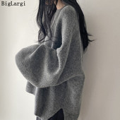Lazy Style Oversize Femme Pullover Topid Office Lady Pehmed pikkade varrukatega Sügis 2023 OL Soe šikk Naiste kudumid Kampsunid Džemprid