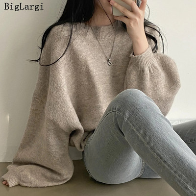 Lazy Style Oversize Femme Pullover Topid Office Lady Pehmed pikkade varrukatega Sügis 2023 OL Soe šikk Naiste kudumid Kampsunid Džemprid