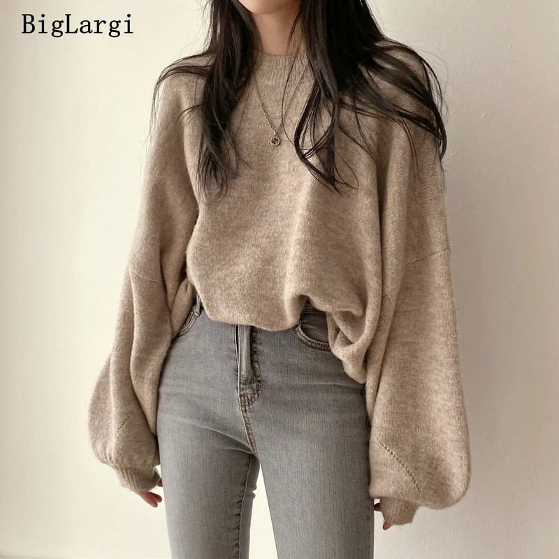 Lazy Style Oversize Femme Pullover Topid Office Lady Pehmed pikkade varrukatega Sügis 2023 OL Soe šikk Naiste kudumid Kampsunid Džemprid