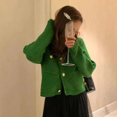 Naiste kardigan, stiilne O-kaelusega kootud vaba aja korea versioon, sobiv High Street Tender kampsun Mujer kudumid, õpilane
