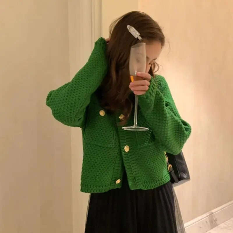 Naiste kardigan, stiilne O-kaelusega kootud vaba aja korea versioon, sobiv High Street Tender kampsun Mujer kudumid, õpilane