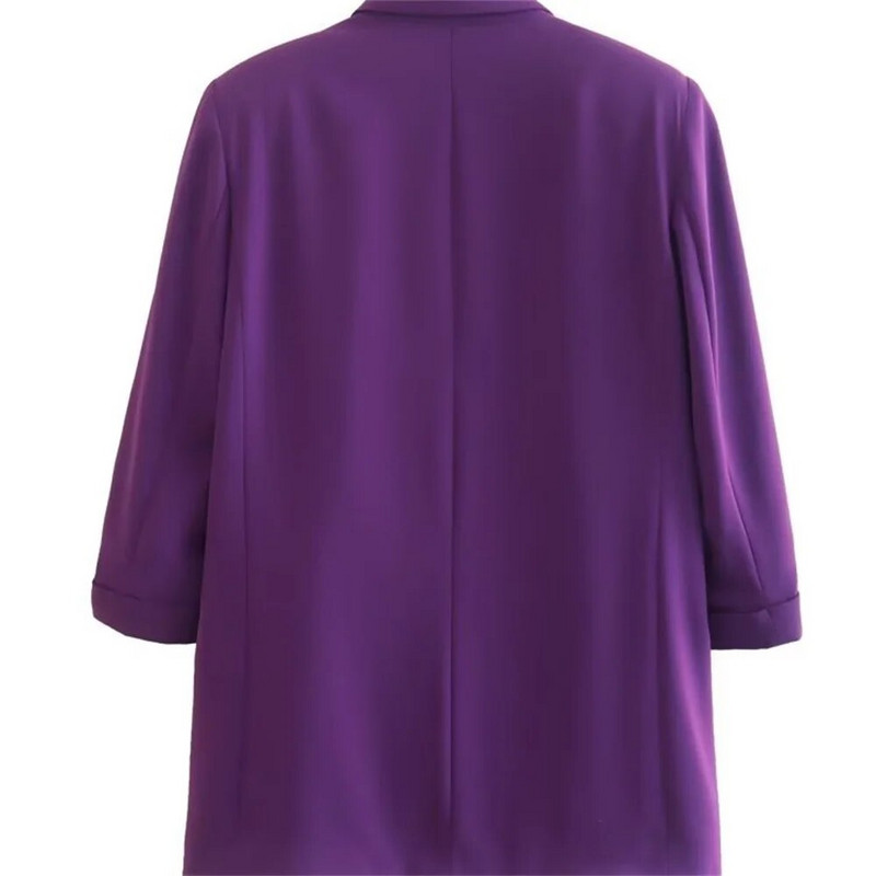 UNIZERA2023 Φθινοπωρινό γυναικείο απλό πέτο με μεσαίο φαρδύ μπλουζάκι με περιστρεφόμενα μανίκια και ανοιχτό μπλέιζερ χωρίς κουμπιά