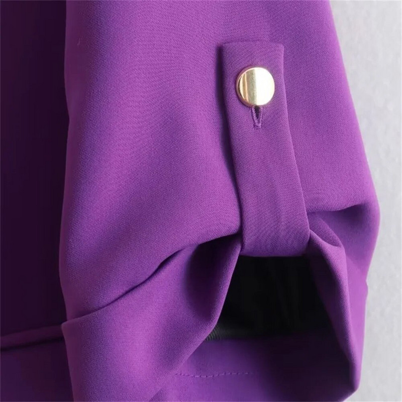 UNIZERA2023 Φθινοπωρινό γυναικείο απλό πέτο με μεσαίο φαρδύ μπλουζάκι με περιστρεφόμενα μανίκια και ανοιχτό μπλέιζερ χωρίς κουμπιά