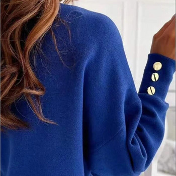 2023 г. Нов плетен дамски пуловер с V-образно деколте, свободен ежедневен пуловер с копчета и пуловери 12827