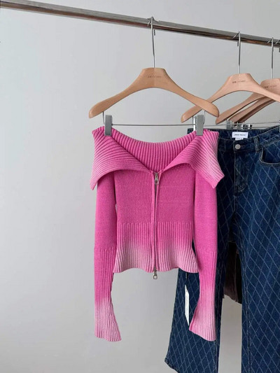 Seksualūs Y2k mados grunge kirpti megztiniai Moteriški gatvės drabužiai megzti 2023 m. viršutiniai dvigubi užtrauktukai estetiška kardigany Casaco Feminino