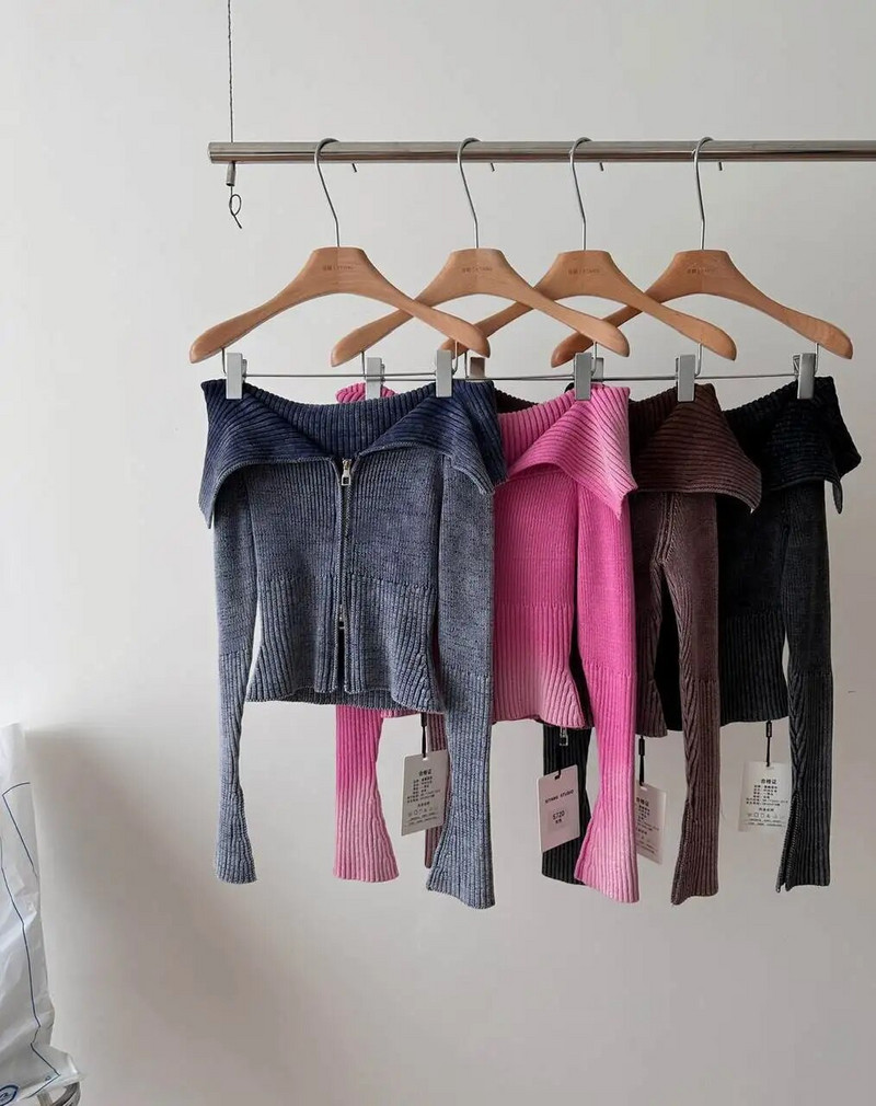 Seksualūs Y2k mados grunge kirpti megztiniai Moteriški gatvės drabužiai megzti 2023 m. viršutiniai dvigubi užtrauktukai estetiška kardigany Casaco Feminino