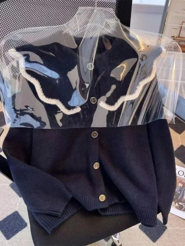 Korejpaa vabaaja naiste kampsun, 2023. aasta sügistalveriided Peter Pan krae kootud kampsun mantel kudumid soliidsed naiste topid