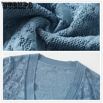 Νέα υπερμεγέθη 5XL καλοκαιρινά πλεκτά μπουφάν ζακέτα με μισό μανίκι Πλεκτά με δαντέλα Παλτό Κορεατικά κομψά μοντέρνα αντηλιακά μπλουζάκια