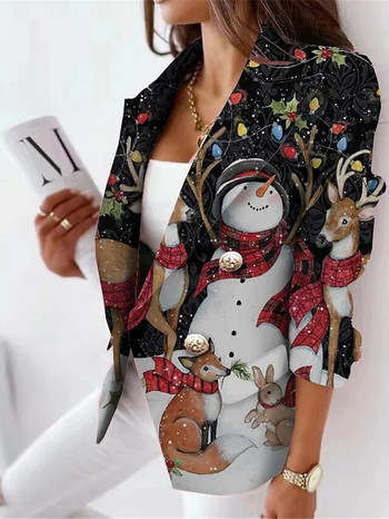 Χριστουγεννιάτικα μπλέιζερ γραφείου Γυναικεία μόδα Κοστούμια Άγιου Βασίλη Μακρυμάνικο μπλέιζερ τριπλό στήθος Γυναικεία κοστούμια Επαγγελματικά χιονάνθρωπος