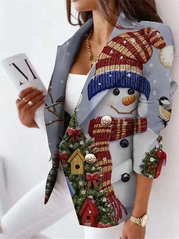 Χριστουγεννιάτικα μπλέιζερ γραφείου Γυναικεία μόδα Κοστούμια Άγιου Βασίλη Μακρυμάνικο μπλέιζερ τριπλό στήθος Γυναικεία κοστούμια Επαγγελματικά χιονάνθρωπος