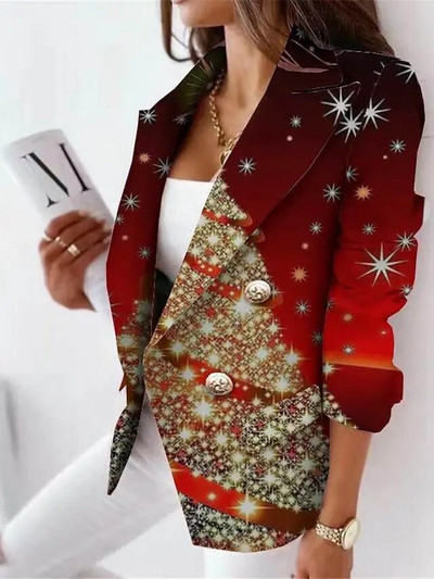 Jõulukontori bleiserid Naiste moed Jõuluvanaülikonnad Pika varrukaga bleiser Kolmekordse rinnaga ülerõivad Naiste ülikonnad Äri lumememm