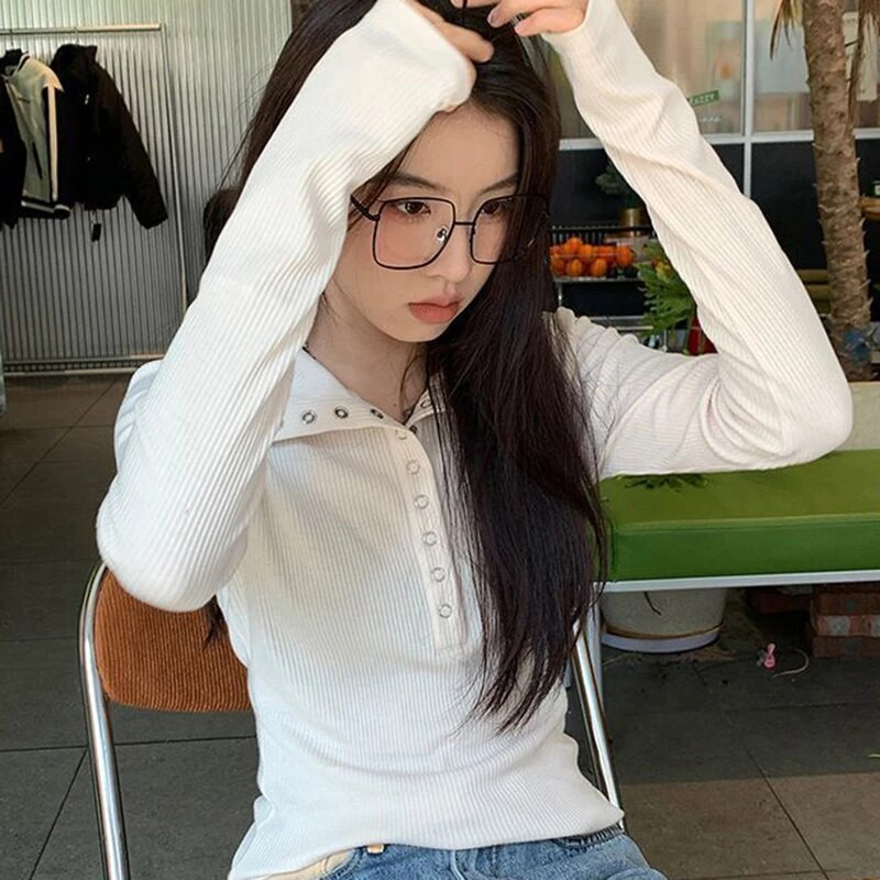 Biyaby Button Up sieviešu trikotāžas džemperis Y2K garām piedurknēm, džemperi sievietēm rudens ziema, visi atbilst apakšējos topus