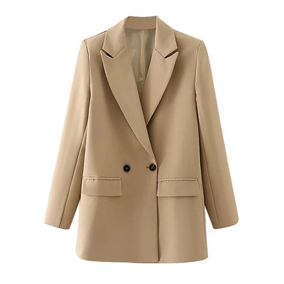 Naiste must bleiser 2022 mood kontorirõivad kaherealine bleisermantel Vintage pikkade varrukatega taskud Naiste ülerõivad šikid topsid