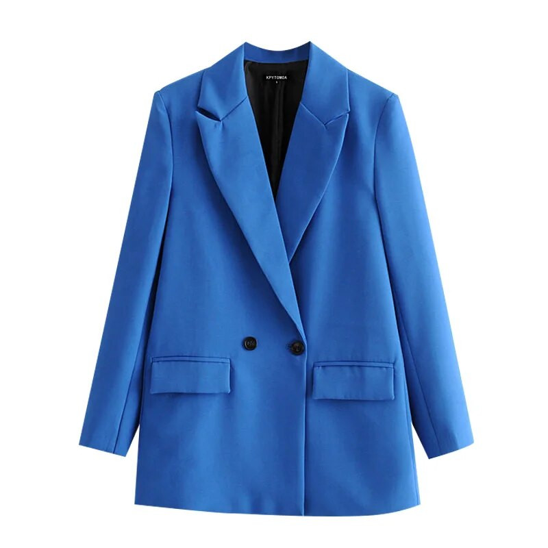 Naiste must bleiser 2022 mood kontorirõivad kaherealine bleisermantel Vintage pikkade varrukatega taskud Naiste ülerõivad šikid topsid