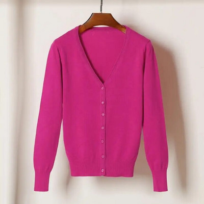 Queechalle 25 Colors kootud kardiganid kevad sügiskardigan naiste vabaaja pikkade varrukatega topid V-kaelusega soliidne naiste kampsun mantel