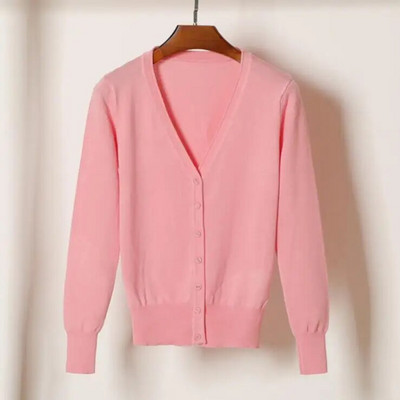 Queechalle 25 Colors kootud kardiganid kevad sügiskardigan naiste vabaaja pikkade varrukatega topid V-kaelusega soliidne naiste kampsun mantel