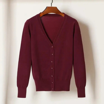 Queechalle 25 Colors kootud kardiganid kevad sügiskardigan naiste vabaaja pikkade varrukatega topid V-kaelusega soliidne naiste kampsun mantel