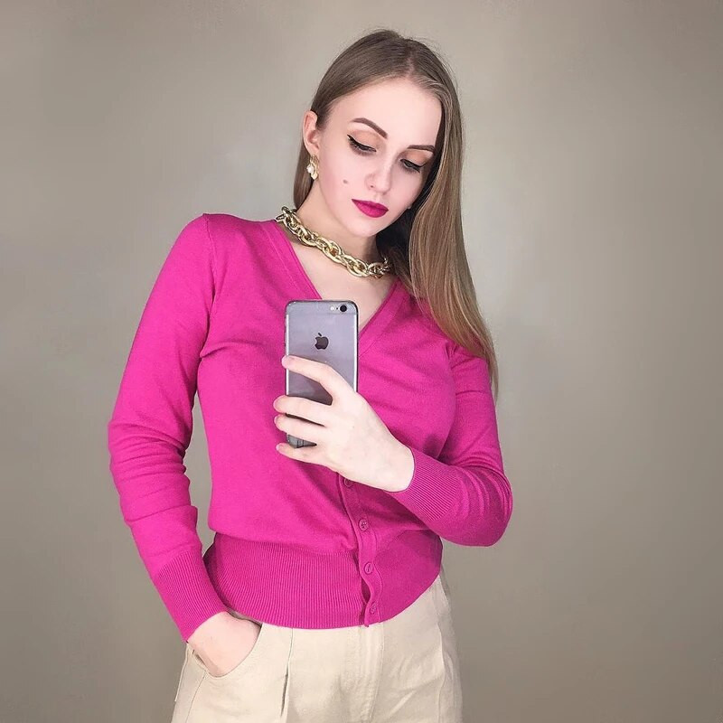 Queechalle 25 Colors kootud kardiganid kevad sügiskardigan naiste vabaaja pikkade varrukatega topid V-kaelusega soliidne naiste kampsun mantel