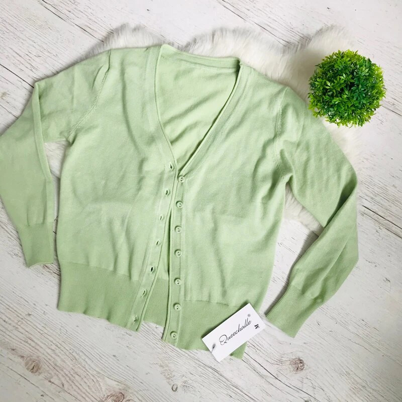 Queechalle 25 Colors kootud kardiganid kevad sügiskardigan naiste vabaaja pikkade varrukatega topid V-kaelusega soliidne naiste kampsun mantel