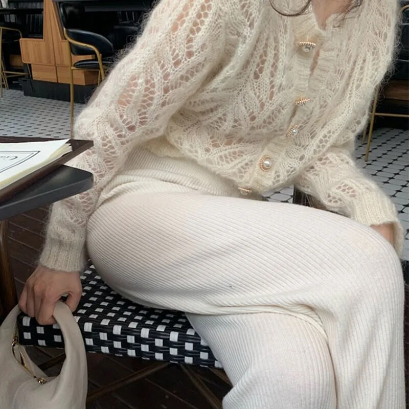 Σέξι μόδας κούφιο έξω ζακέτα Γυναικεία μονόχρωμη, κομψή σχεδίαση, πουλόβερ πουλόβερ παντός τύπου S-3XL Πλεκτό άνοιξη καθαρό μονό στήθος OL