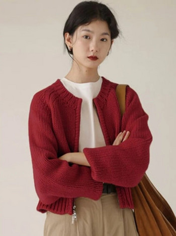 Woherb γυναικεία μονόχρωμα πλεκτά μπλουζάκια ζακέτα Sweet Vintage Pull Femme 2023 Ropa Mujer Κορεατικά φαρδιά casual πουλόβερ