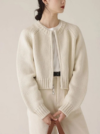 Дамски едноцветни плетени жилетки Woherb Sweet Vintage Pull Femme 2023 Ropa Mujer Корейски свободни ежедневни пуловерни якета