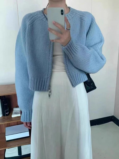 „Woherb“ moteriški vienspalviai megzti megztiniai „Sweet Vintage Pull Femme 2023 Ropa Mujer“ korėjietiški laisvi kasdieniai megztiniai švarkai