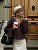 Őszi divatos V-nyakú kardigán pulóver nőknek Vintage hosszú ujjú, duplagombos kardigán kabát Elegáns női utcai kötöttáru