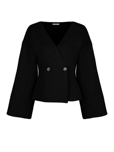 Őszi divatos V-nyakú kardigán pulóver nőknek Vintage hosszú ujjú, duplagombos kardigán kabát Elegáns női utcai kötöttáru