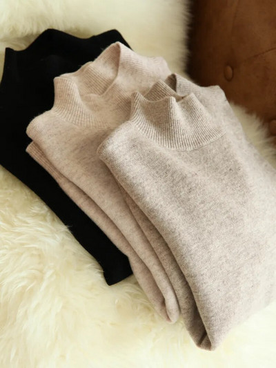 есен зима шик долни пуловери дамска мода водолазка пуловер тънък дълъг ръкав 2023 плетен джъмпер мек топъл дърпащ Femme