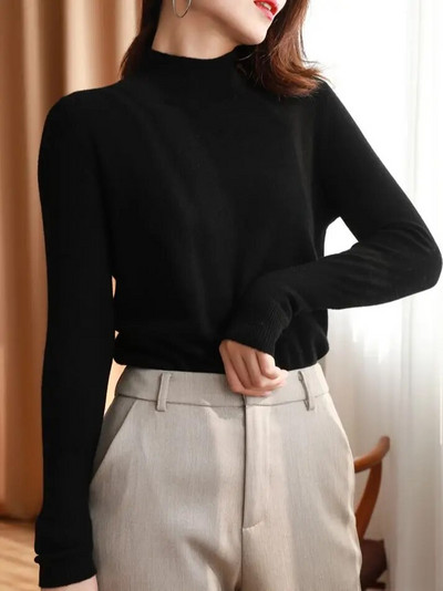 rudens žiema prašmatnūs apatiniai megztiniai moteriški madingi megztiniai su vėžiu ploni ilgomis rankovėmis 2023 m. megzti megztiniai Minkšti šiltai velkami Femme