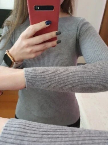 2023 Пролет Ежедневен есенен плетен пуловер с дълъг ръкав Дамски пуловери Пуловери в корейски стил Зимни тънки бели трикотажни изделия 7571
