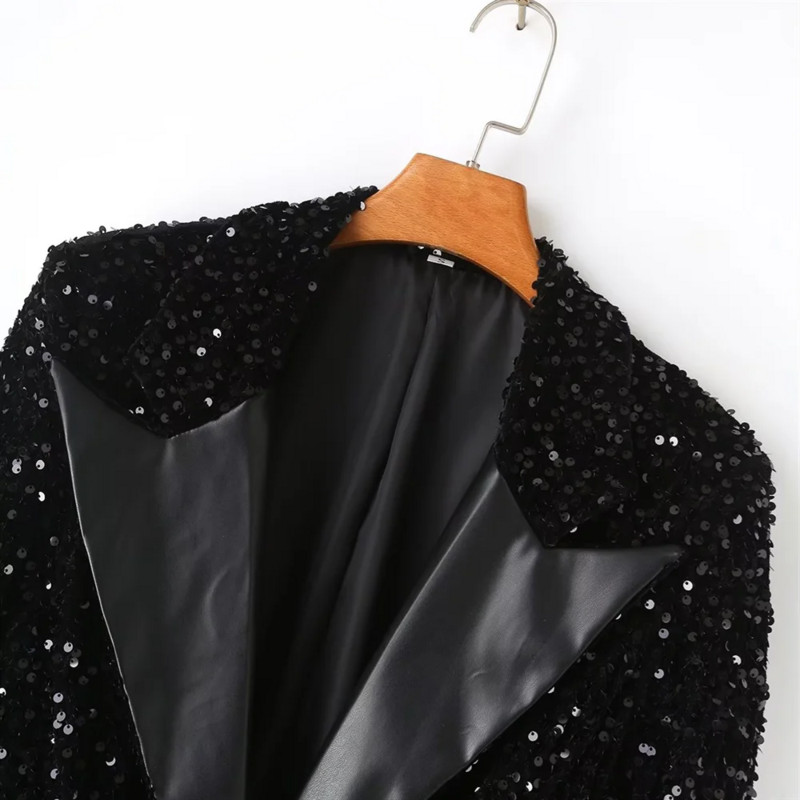 PB&ZA 2023 Φθινόπωρο/Χειμώνας Νέο casual μακρυμάνικο, λεπτή ρετρό PU δερμάτινη ζώνη πέτο παλτό με λεπτό κοστούμι